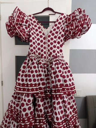 Traje de Flamenca Rojo y Blanco Talla Única