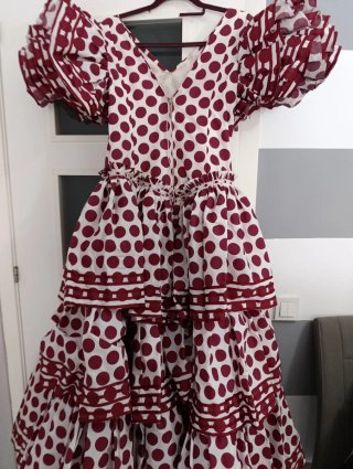 Traje de Flamenca Rojo y Blanco Talla Única