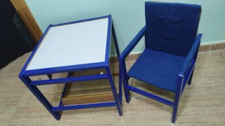 Conjunto de Mesa y Silla Infantil Azul
