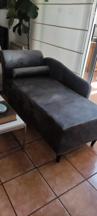 Sofá Diván de Terciopelo Gris