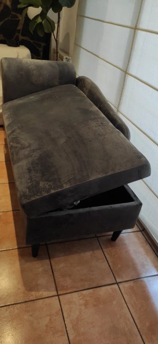 Sofá Diván de Terciopelo Gris