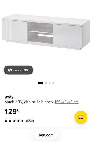 Mueble de TV Ikea BYAS Blanco