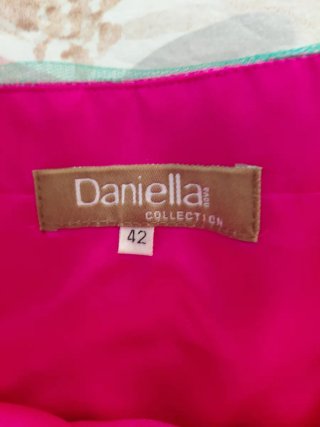 Vestido fiesta verde y rosa usado una sola vez