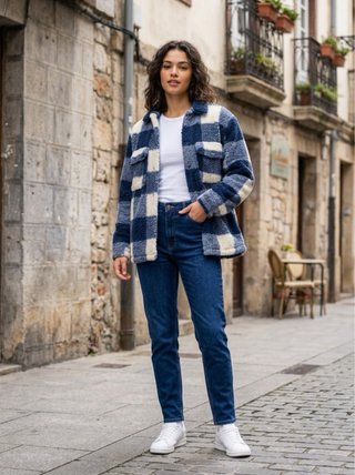 Cazadora Zara de Borreguito Cuadros