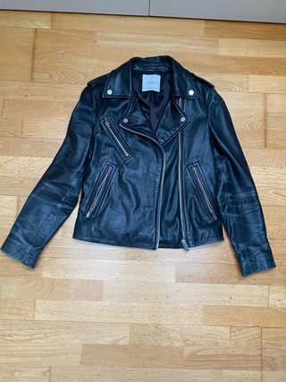 Chaqueta Biker Piel Negra Talla S Mango