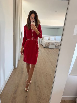 Vestido Carolina Herrera Rojo Talla XS