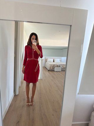 Vestido Carolina Herrera Rojo Talla XS