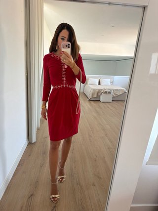 Vestido Carolina Herrera Rojo Talla XS