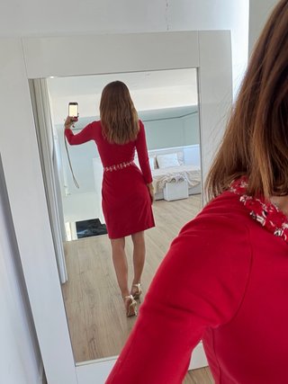Vestido Carolina Herrera Rojo Talla XS
