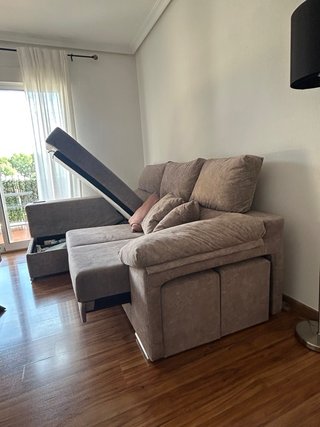 Sofá chaise longue tela beige