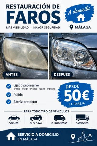 RESTAURACION Y PULIDO DE FAROS A DOMICILIO.