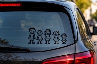 Pegatina familia coche 5 figuras