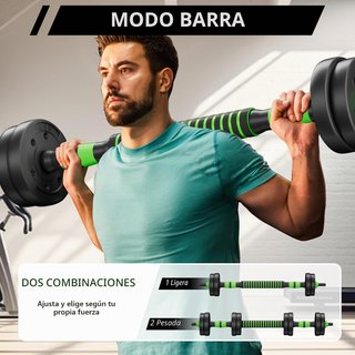 Juego Mancuernas Ajustables y Barra Pesas