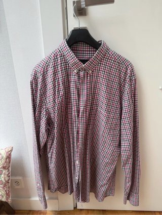 Camisa Massimo Dutti cuadros rosa y gris