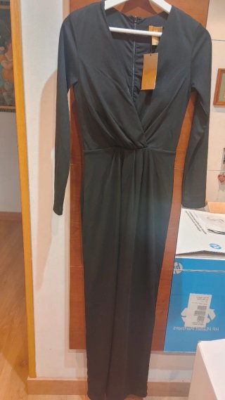Vestido fiesta negro manga larga