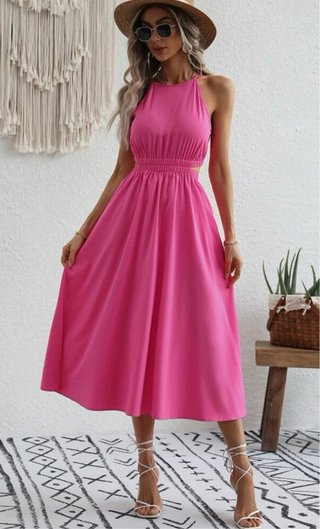 Vestido rosa largo