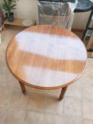 Mesa extensible madera y cristal