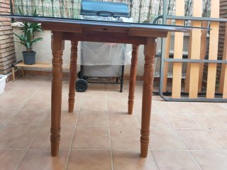 Mesa extensible madera y cristal