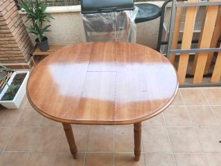 Mesa extensible madera y cristal