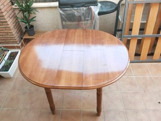 Mesa extensible madera y cristal