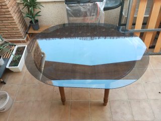 Mesa extensible madera y cristal