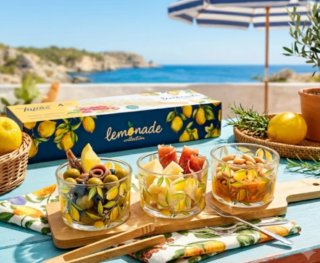 Set de Cuencos de Cristal para Tapas con Tabla
