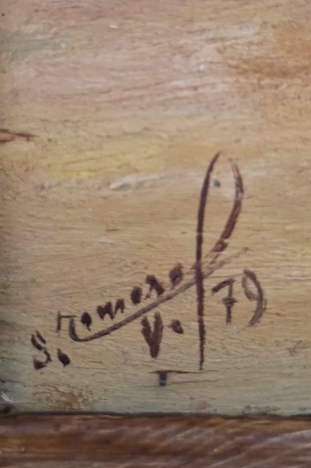 Pareja óleos pequeños antiguo flores
