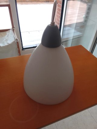 Lámpara colgante cristal blanco y gris