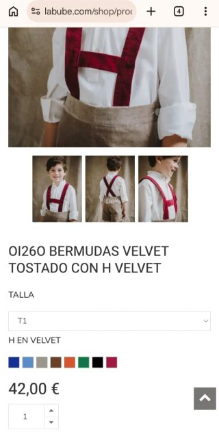 Pantalón de pana con tirantes para niño. Talla 2