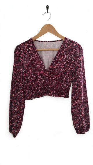 Top Shein floral granate talla M