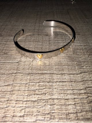 Pulsera Rígida TOUS Plata Corazones Dorados