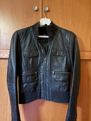 Cazadora Piel Zara TRF Leather Negra