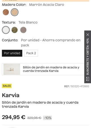 Sklum Sillón de jardín en madera acacia y cuerda