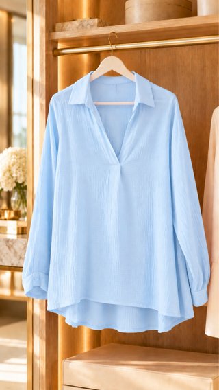 Blusa Etam Aliya Azul Talla L. NUEVA A ESTRENAR.