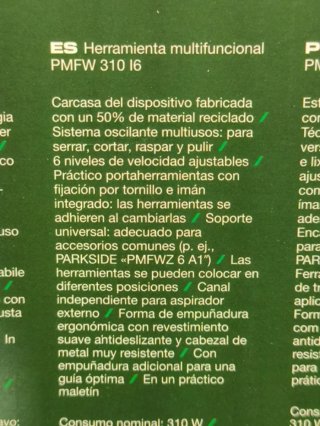 PARKSIDE  Multifuncional 310W Eléctrica