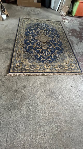 Alfombra Estampada Azul y Beige