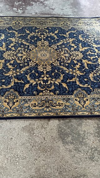 Alfombra Estampada Azul y Beige