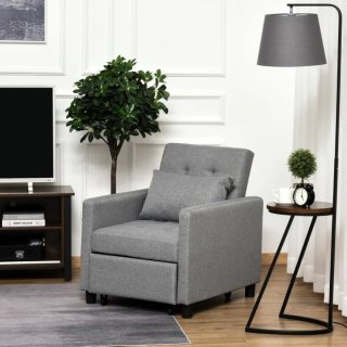 Sofá Cama 1 Plaza Tapizado Lino Gris