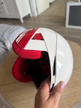 Casco de esquí infantil blanco y rojo