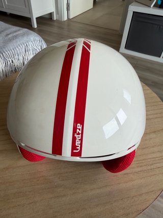 Casco de esquí infantil blanco y rojo