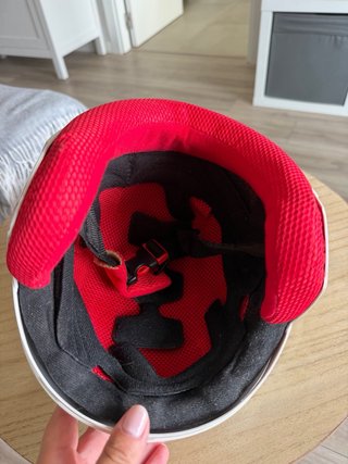 Casco de esquí infantil blanco y rojo