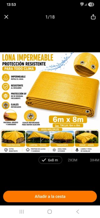 Lona Impermeable 6x8m Resistente