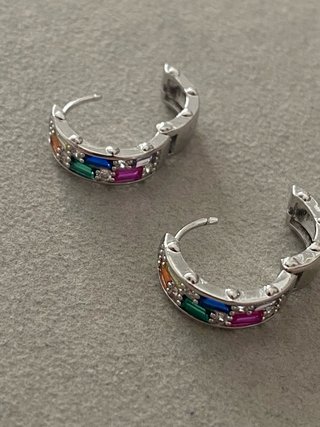 Aros Plata Multicolor