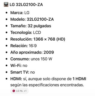 TV LG 32 pulgadas con TDT 2100