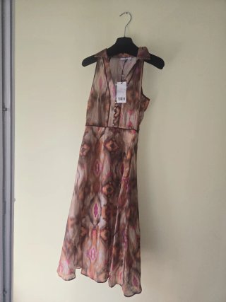 Vestito fantasia marrone e rosa
