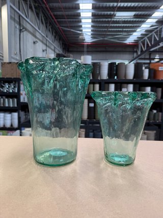 Jarrón de Cristal Reciclado Verde 20 cm