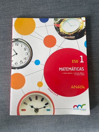 Libro de matemáticas Anaya 1.ESO. Buen estado.