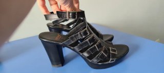 Sandalias Piel Negras Tacón plataforma Talla 38