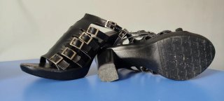 Sandalias Piel Negras Tacón plataforma Talla 38
