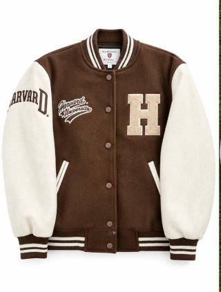 Chaqueta Beisbolera Harvard Marrón y Beige